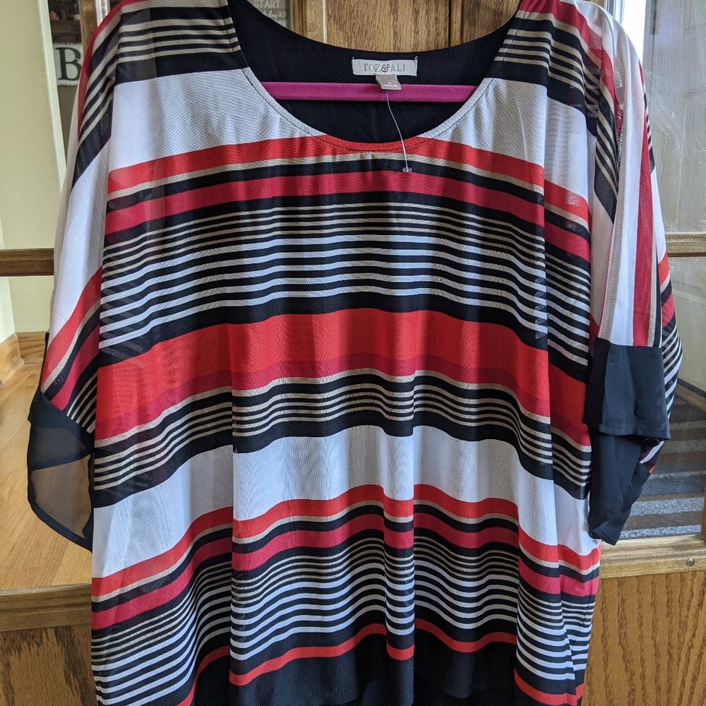 Roz & Ali Oversized Sheer Tunic (L)
